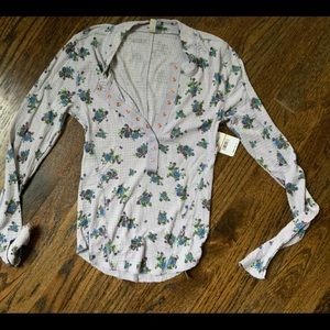 Free People Small Floral Henley! NWT!